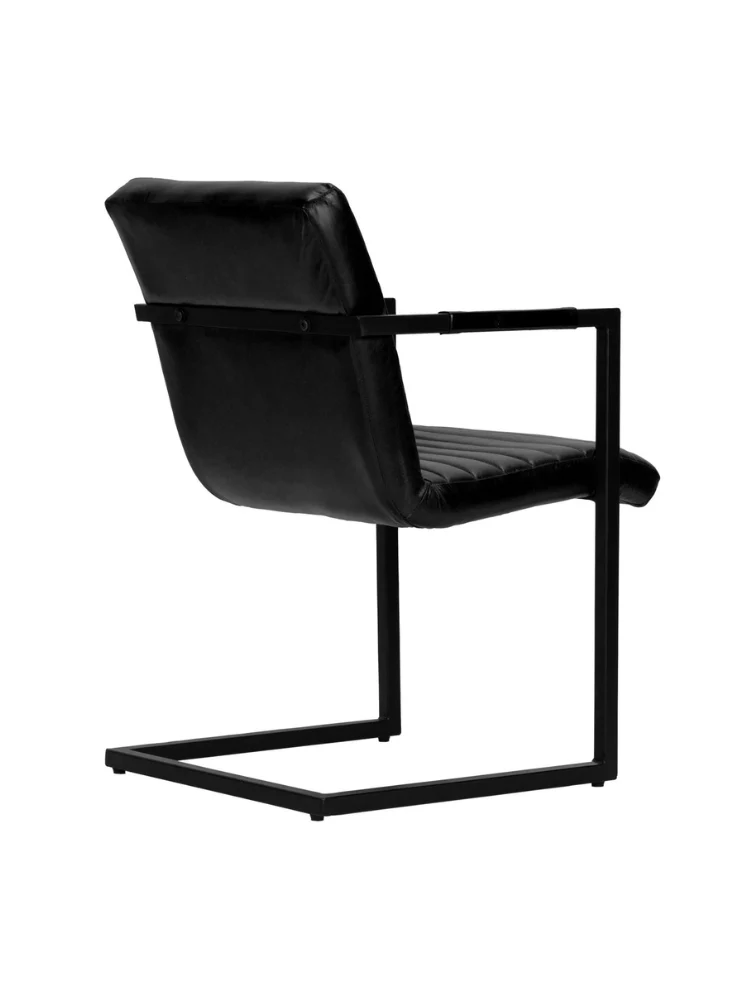 Elona Armstuhl Büffelleder Schwarz