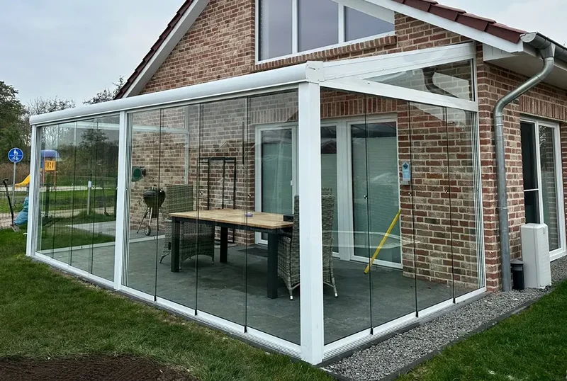 Kaltwintergarten Aluminium 700x250cm VSG weiß
