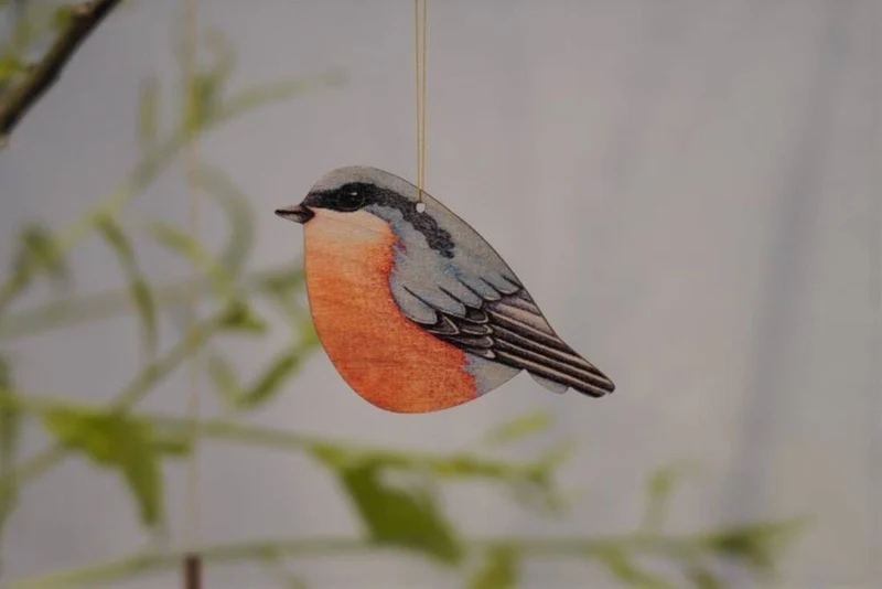Vogelanhänger aus Holz (4er Set)