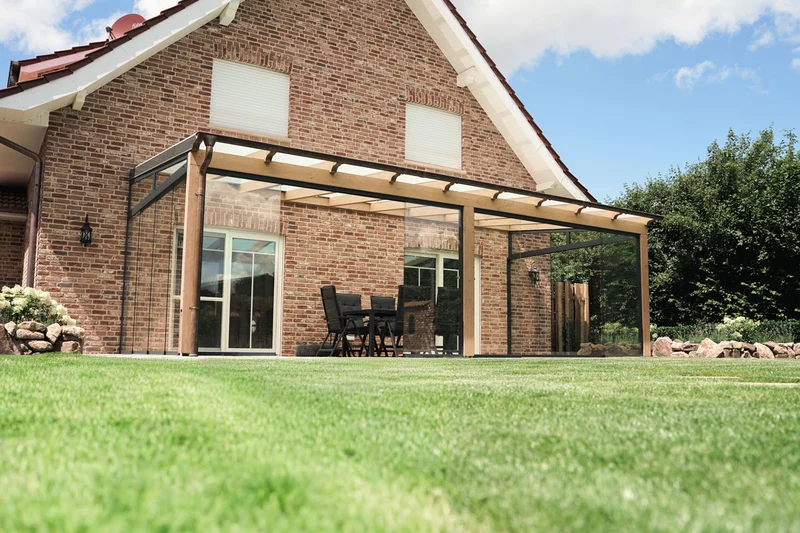 Terrassenüberdachung Holz 500x250cm VSG Natur
