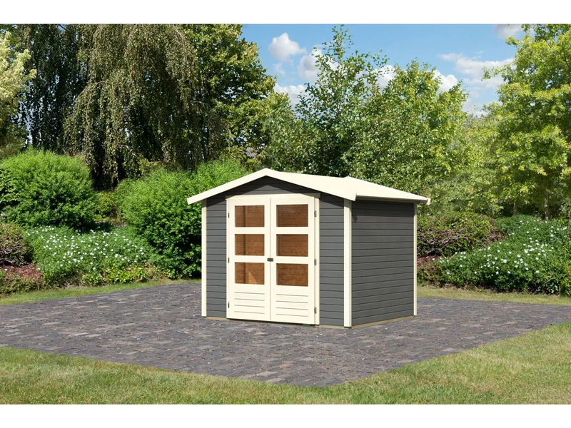 Karibu Gartenhaus Amberg 3 terragrau