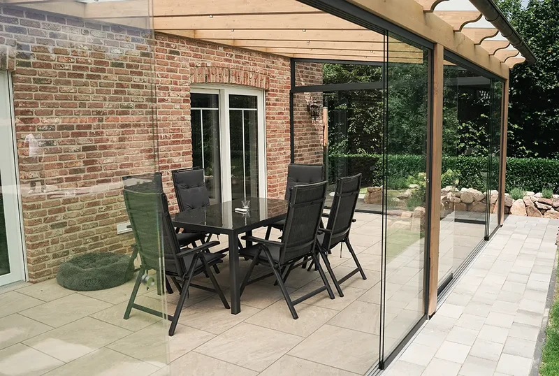 Terrassenüberdachung Holz 600x450cm VSG Natur