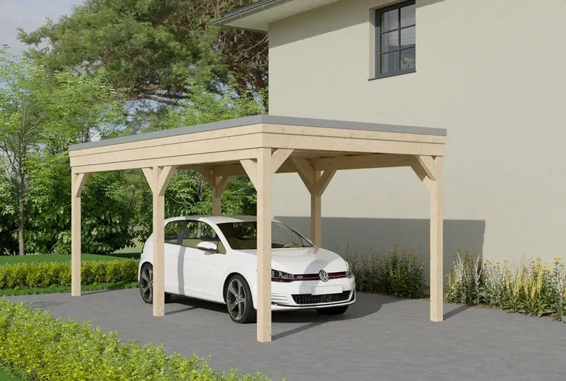 Flachdachcarport aus Holz 300x500cm