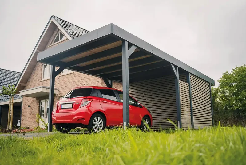 Flachdachcarport aus Holz 300x500cm