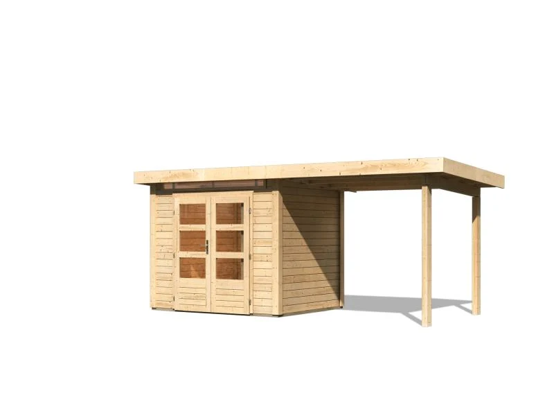 Karibu Gartenhaus Kandern 2 natur mit Anbaudach 2,35 m