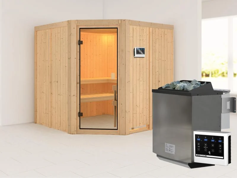 Karibu Sauna Kotka 68 mm inkl. 9 kW Bioofen externe Steuerung