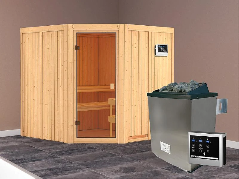 Karibu Sauna Kotka 68 mm inkl. 9 kW Ofen externe Steuerung