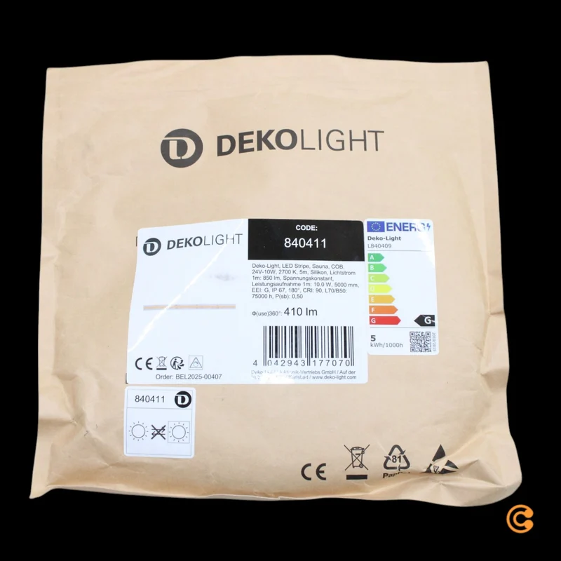 B-Ware Deko Light LED Streifen Band Sauna Kabelende Warmweiß 5 m Innen Außen