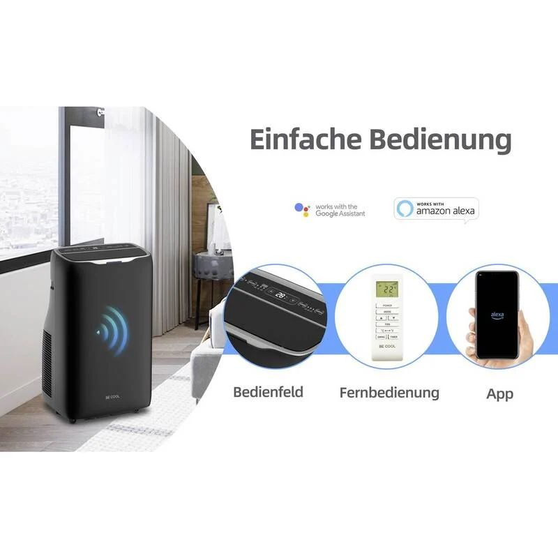B-Ware Be Cool Monoblock-Klimagerät 14000 BTU Heizgerät Kühlen Heizen schwarz 120m³