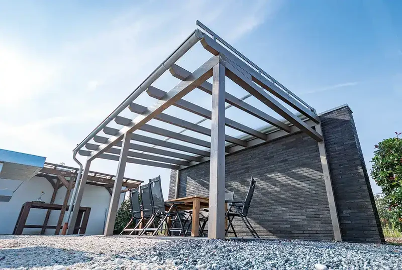 Terrassenüberdachung Holz 400x250cm VSG Natur