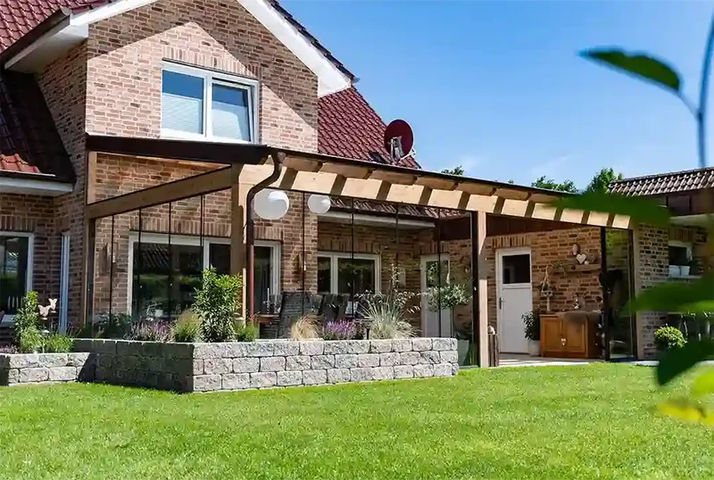 Terrassenüberdachung Holz 400x300cm VSG Natur