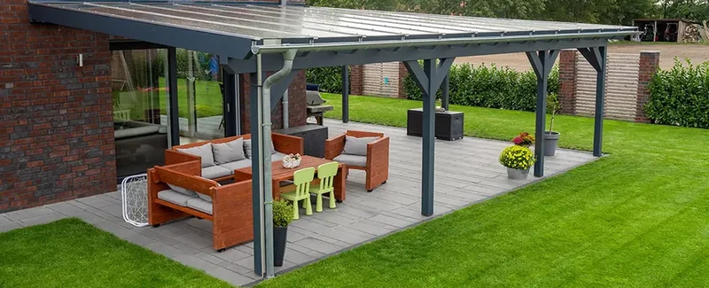 Terrassenüberdachung Holz 400x300cm VSG Natur