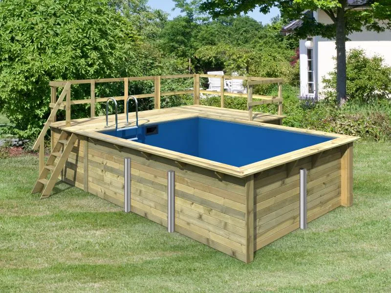 Karibu Rechteck Pool Größe 2 inkl. Terrasse 3,5 m und Seitenterrasse