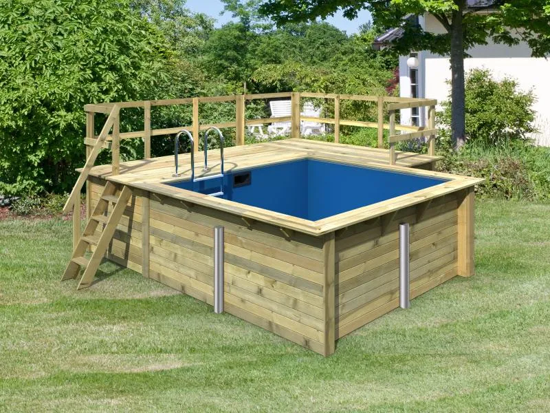 Karibu Rechteck Pool Größe 1 inkl. Terrasse 3,5 m und Seitenterrasse
