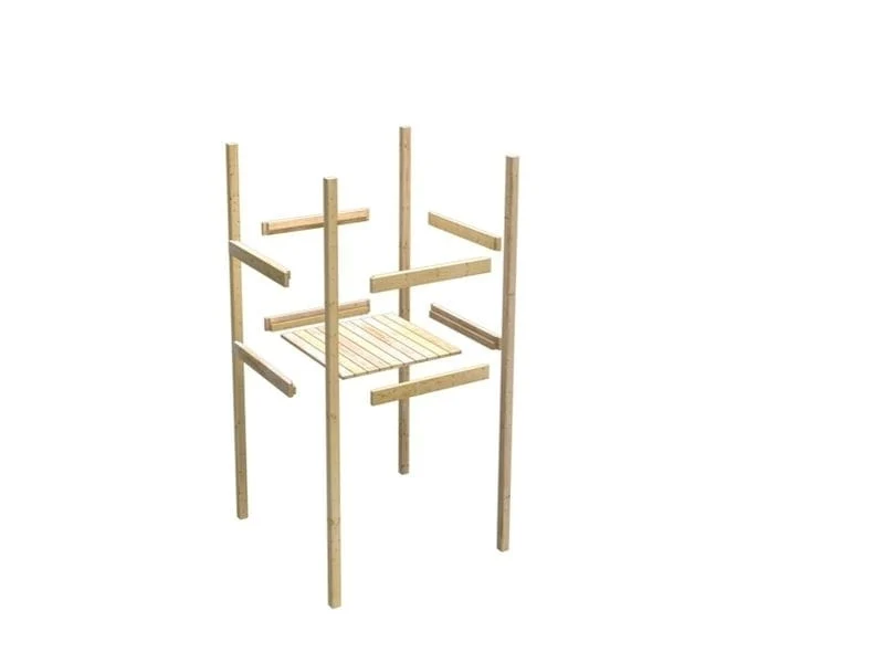 Karibu Stelzenhaus Frieda + Rutsche blau + Doppelschaukel + Netzrampe
