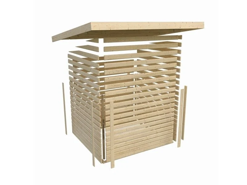 Karibu Gartenhaus Kandern 3 natur mit Anbaudach 2,35 m inkl. Rückwand