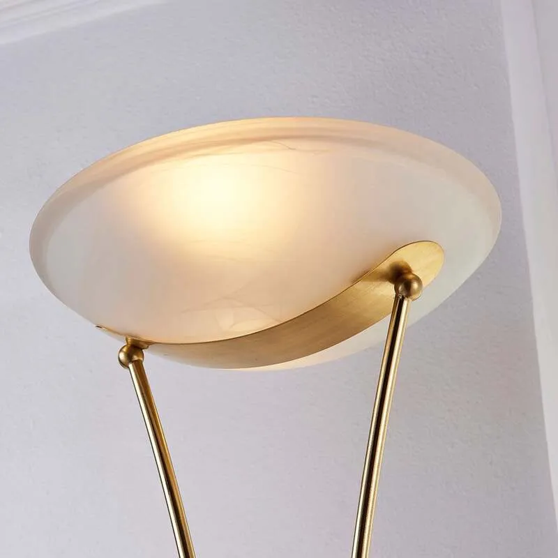 B-Ware Lindby Stehlampe Felicia LED Leselampe Stehleuchte messing 180cm E27 3-flammig