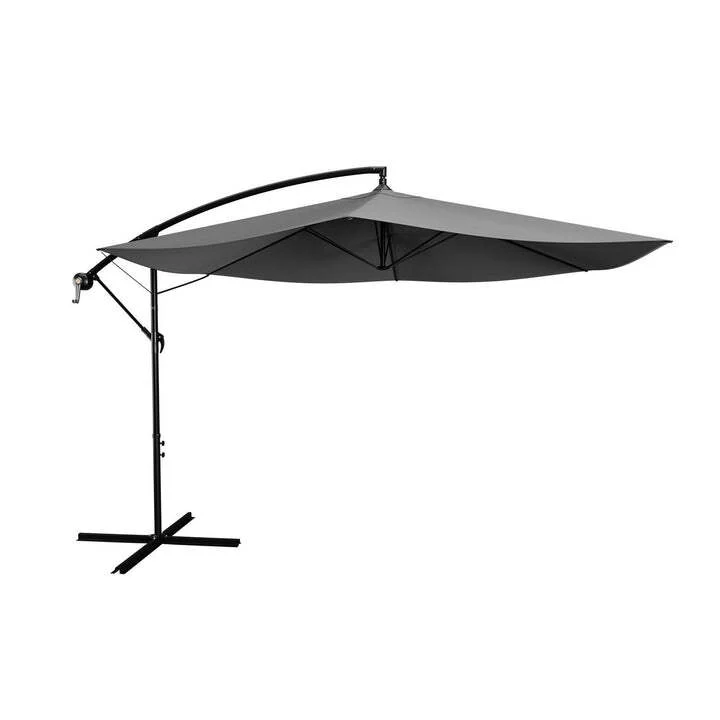 B-Ware Ampelschirm Garten Ampelschirm Brazil Sonnenschirm mit Kurbel grau 300cm Ø