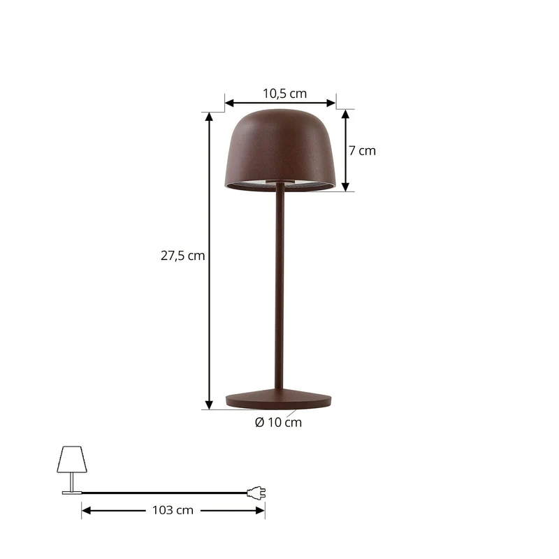 8x B-Ware Lindby Tischleuchte Lampe LED Akku Arietty rostbraun dimmbar IP65 8 STÜCK