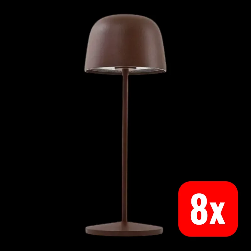 8x B-Ware Lindby Tischleuchte Lampe LED Akku Arietty rostbraun dimmbar IP65 8 STÜCK