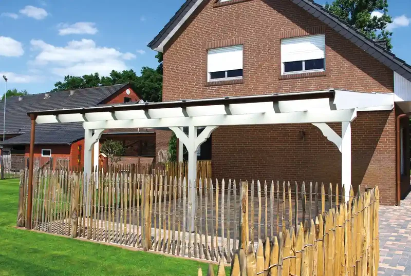 Terrassenüberdachung Holz 800x500cm Doppelsteg weiß