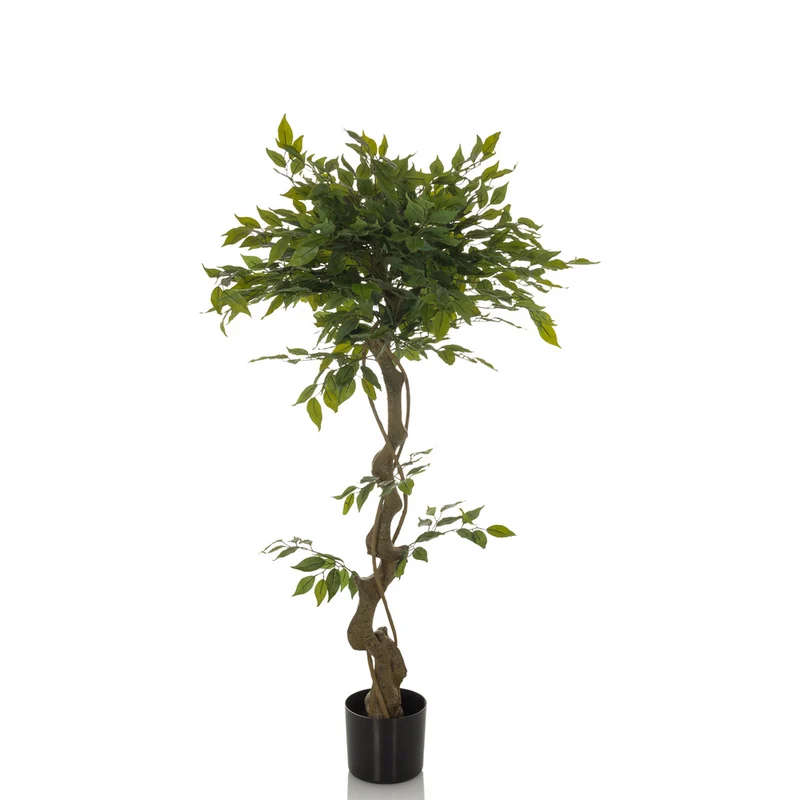 B-Ware hjh OFFICE Kunstpflanze Baum Ficus Benjamina 120 cm grün Kunststoff