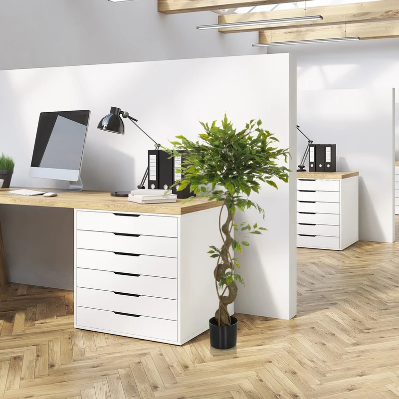 B-Ware hjh OFFICE Kunstpflanze Baum Ficus Benjamina 120 cm grün Kunststoff