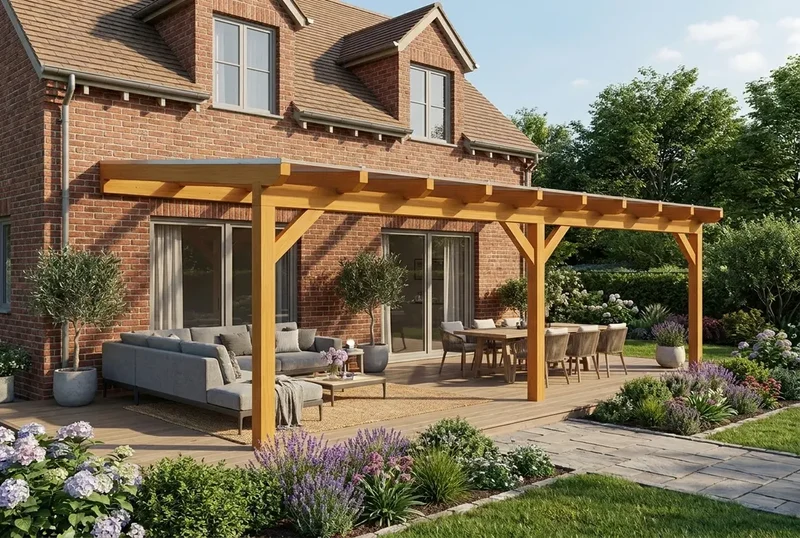 Terrassenüberdachung Holz 500x250cm Doppelsteg eiche-hell