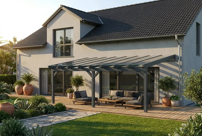 Terrassenüberdachung Holz 500x250cm VSG anthrazit