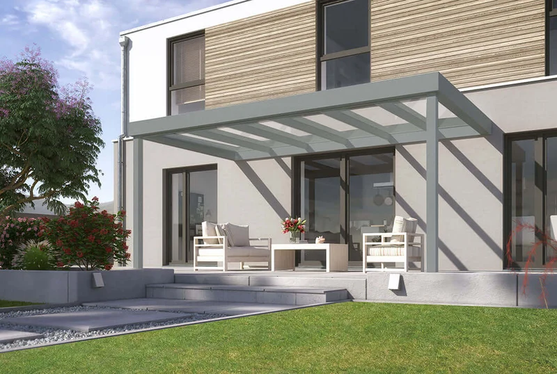 Terrassenüberdachung Flachdach 3x2,5m Wandanbau Anthrazit