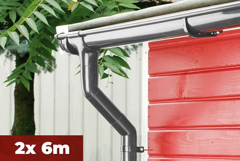 Marley Dachrinnen-Set 6m Anthrazit Metallic für Gartenhäuser