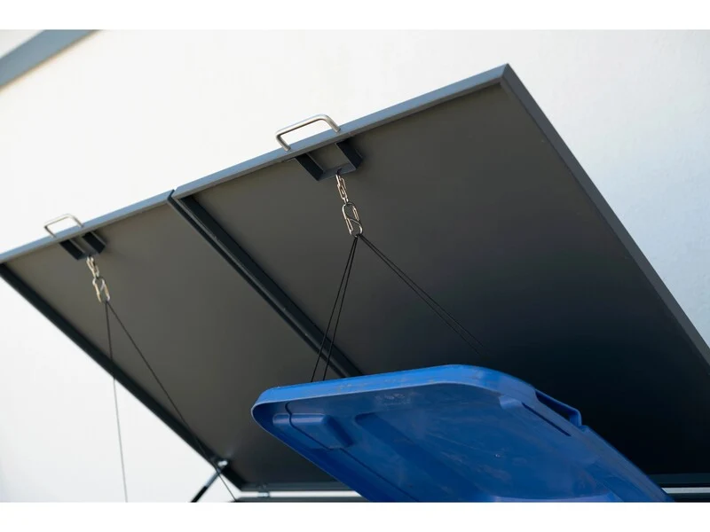 B-Ware Westmann Mülltonnenbox Kubus 2x 240l Abdeckung Gartenbox Stahl anthrazit