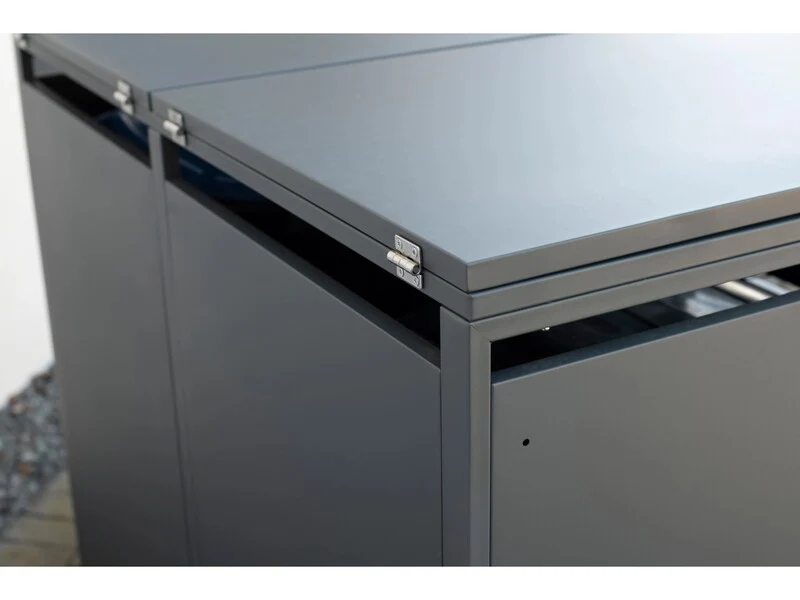 B-Ware Westmann Mülltonnenbox Kubus 2x 240l Abdeckung Gartenbox Stahl anthrazit