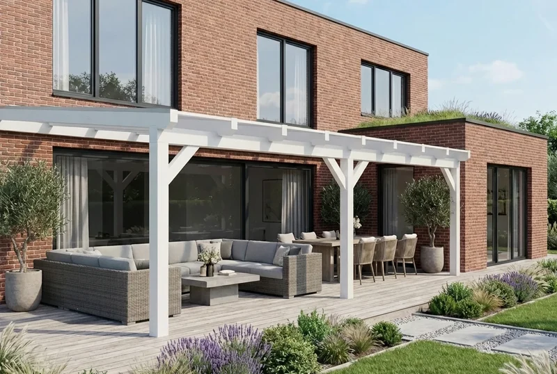 Terrassenüberdachung Holz 800x250cm Doppelsteg weiß