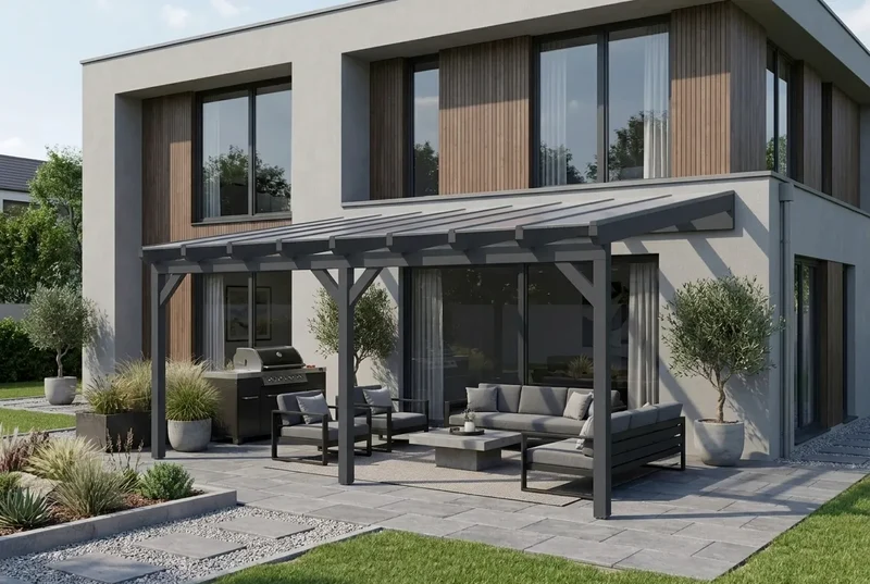 Terrassenüberdachung Holz 800x250cm Doppelsteg anthrazit