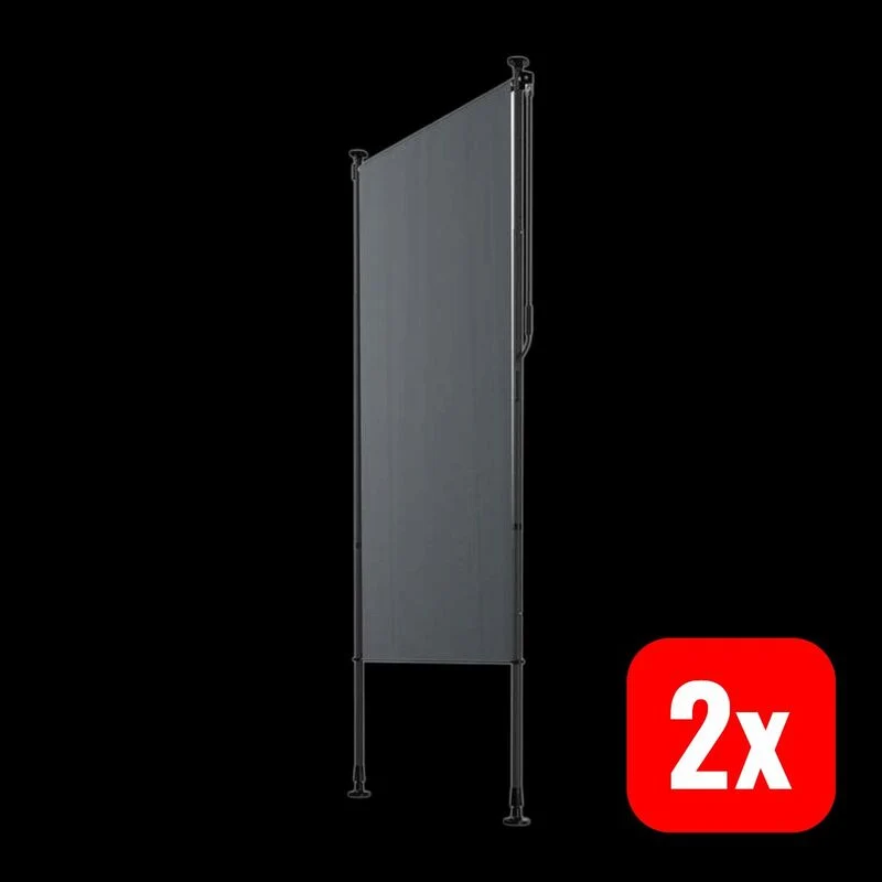 2x B-Ware Senkrechtmarkise Barbados grau UV-beständig Sichtschutz ohne Bohren 100x310cm