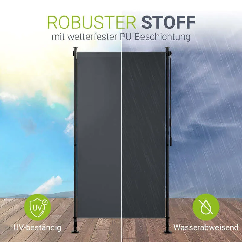 2x B-Ware Senkrechtmarkise Barbados grau UV-beständig Sichtschutz ohne Bohren 100x310cm