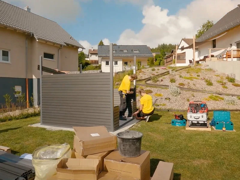Montage WPC Gartenhaus Linia 2020 inkl. Dachrinnenset