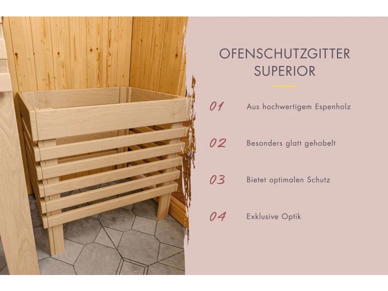 Karibu Sauna Airi, inkl. 9 kW Ofen integr. Steuerung - mit Dachkranz -