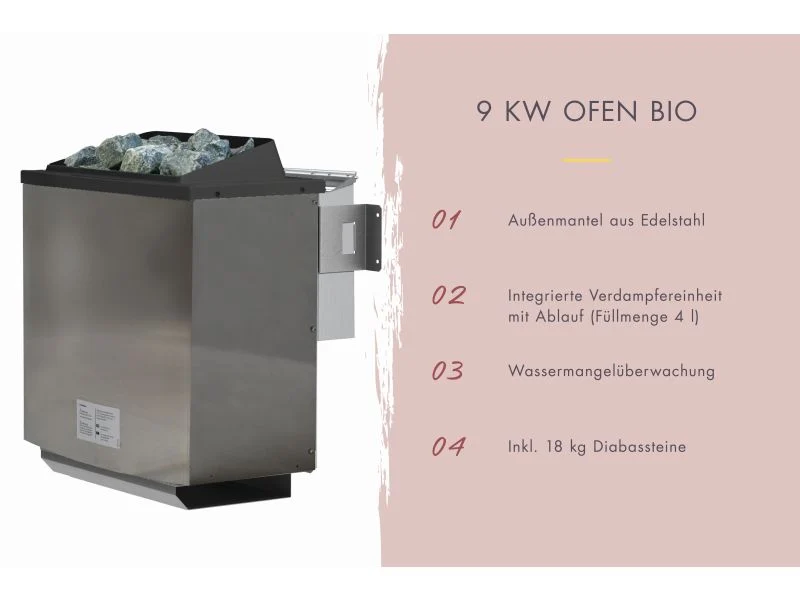 Karibu Bio-Kombiofen 9,0 kW Grundkörper und Steine
