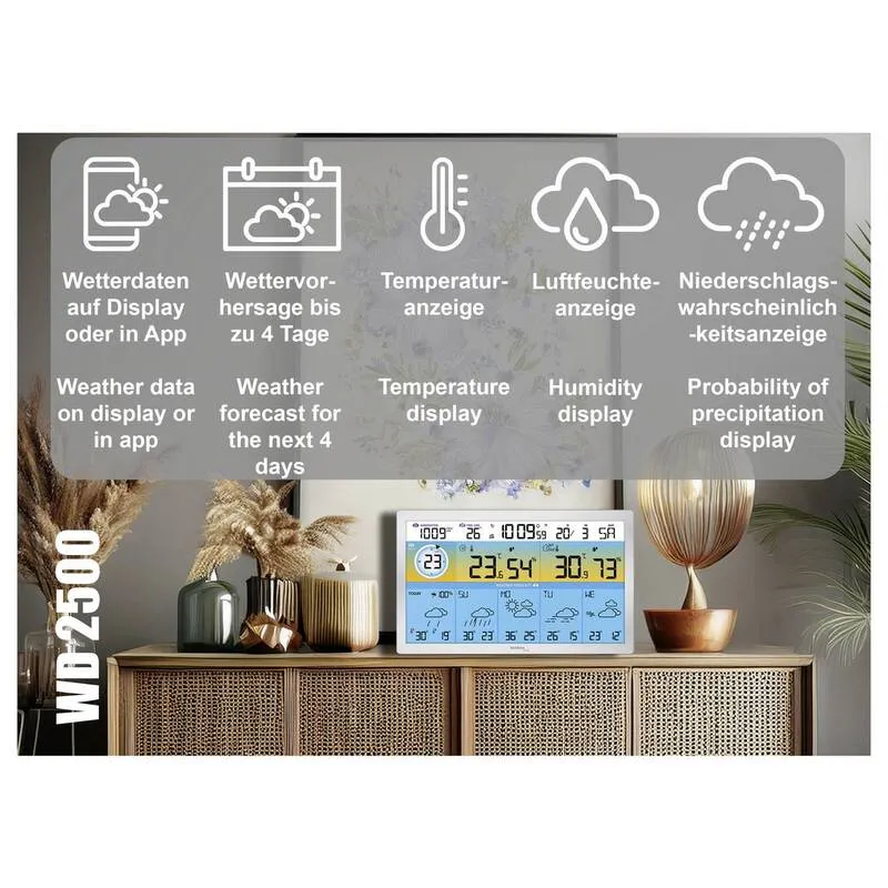 B-Ware Techno Line Funk-Wetterstation Station WLAN Wetterdaten Außensender WD2500