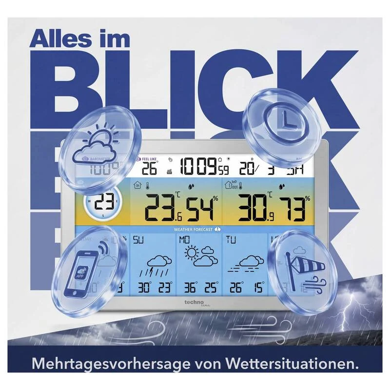 B-Ware Techno Line Funk-Wetterstation Station WLAN Wetterdaten Außensender WD2500