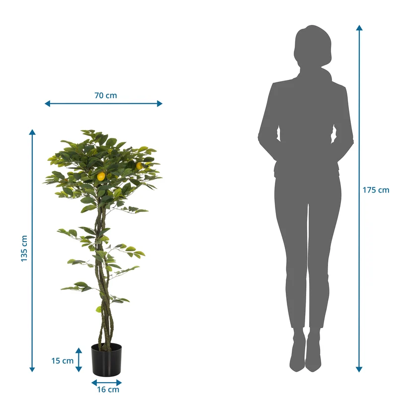 B-Ware hjh OFFICE Kunstpflanze Kunstbaum Zitronenbaum LEMON Deko 135 cm grün künstlich