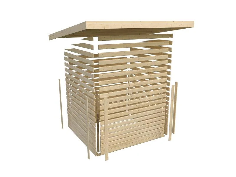 Karibu Gartenhaus Kandern 3 natur mit Anbaudach 2,35 m