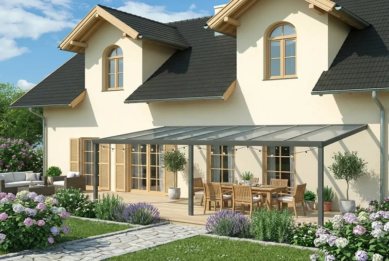 Terrassenüberdachung Aluminium 700x500cm Doppelsteg weiß