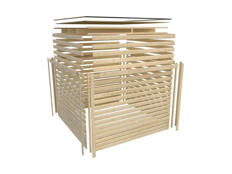 Karibu Hybrid Saunahaus Ares 3, naturbelassen/graualuminium -ohne Ofen-