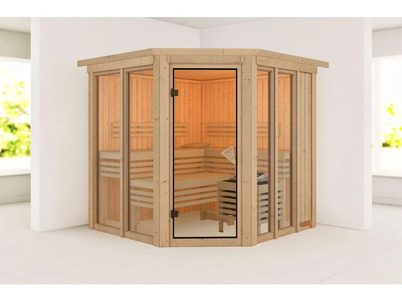 Karibu Sauna Airi, ohne Ofen - mit Dachkranz -