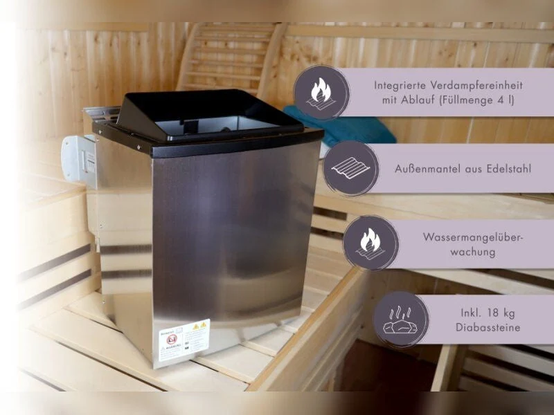 Karibu Bio-Kombiofen 9,0 kW externe WiFi Steuerung und Steine