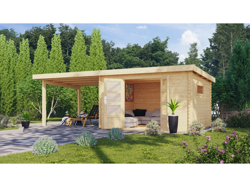 Karibu Gartenhaus Trittau 5 inkl. Anbaudach 3,3 m