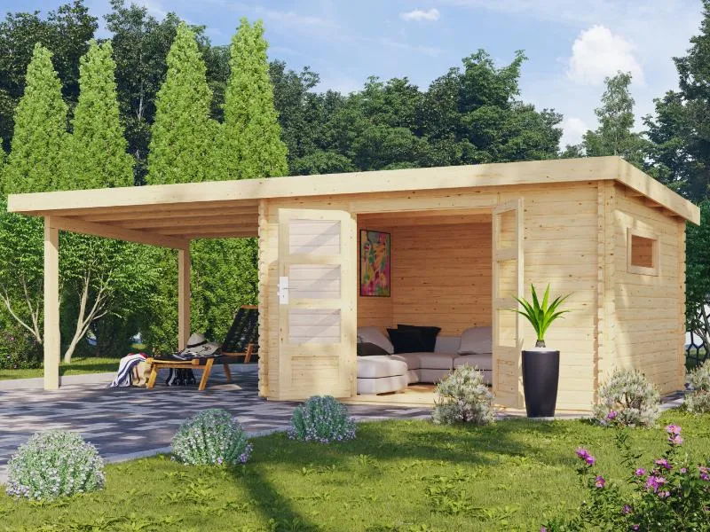 Karibu Gartenhaus Trittau 5 inkl. Anbaudach 3,3 m